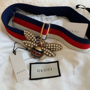 Gucci Queen Margaret Faux Pearl Accents Waist Belt